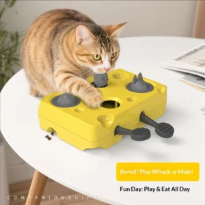 Cat Toy Plastic Self-hi Tilting Artifact Pet Cat Slow Food Educational Hamster Cheese Box Interactive Cheese Whack-a-Mole Toy Pack of 2