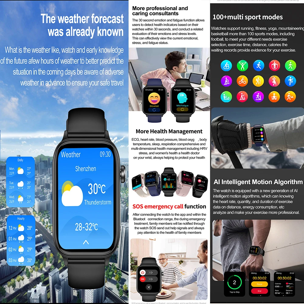 ET570 1.96inch Tft Ips Large Full Color Touch Screen Smart Watch 340mah Battery Fitness Tracker Ip68 Waterproof Sports Watch - Image 2