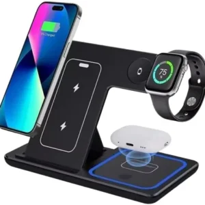 Wholesale Custom Logo Portable 3 in 1 Multifunction Fast Wireless Charging Stand 15w Phone 3 in 1 Foldable Wireless Charger