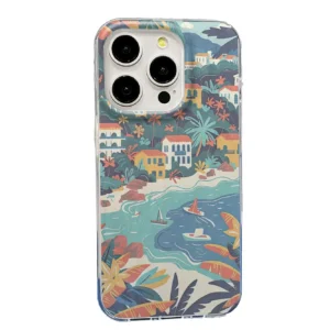 Tropical Coastal Village Scenery Transparent Soft TPU Shockproof Anti-Fingerprint Lens Protection Mobile Case for Pack of 5