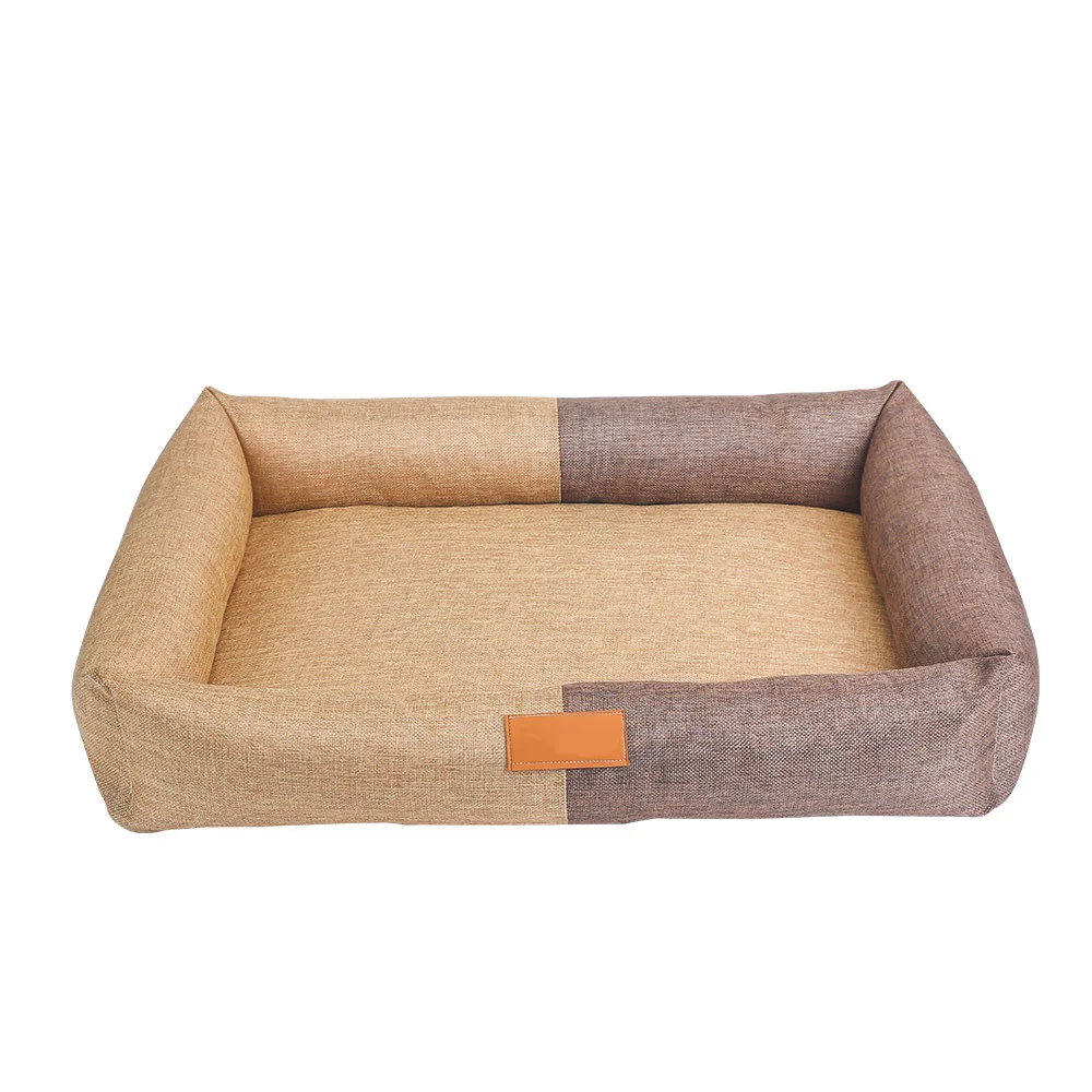 Eco-Friendly Cotton Linen Pet Bed Square Dog and Cat Nest with Detachable Zipper Breathable Solid Pattern Pack of 5 - Image 3