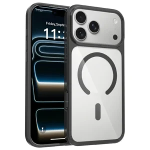 Anti-Fingerprint Transparent Cell Cover Rugged Mobile Cell Case Clear Magnetic Case 14 15 16 Pro Max for iPhone 17 Pack of 50