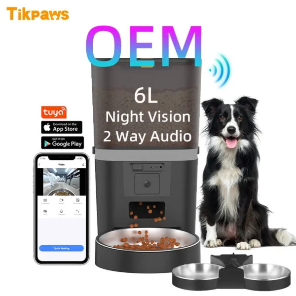 OEM 6L WiFi Pet Food Dispenser With Camera Timer Tuya App Feeding ...