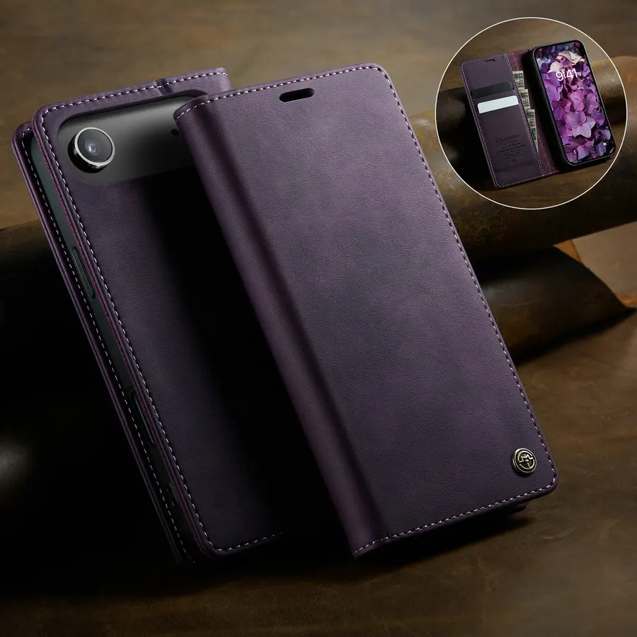 Magnetic Phone Wallet Flip Leather Magnet Adjustable Stand Custom Logo Buckle Card Holder 16 Magnetic Wallet for iPhone 17 air Pack of 20 - Image 4