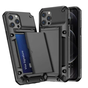 For 16 Pro Max Luxury PC Armor Case Shockproof Rugged Card Slot Stand Wallet Phone Cover Pack of 5