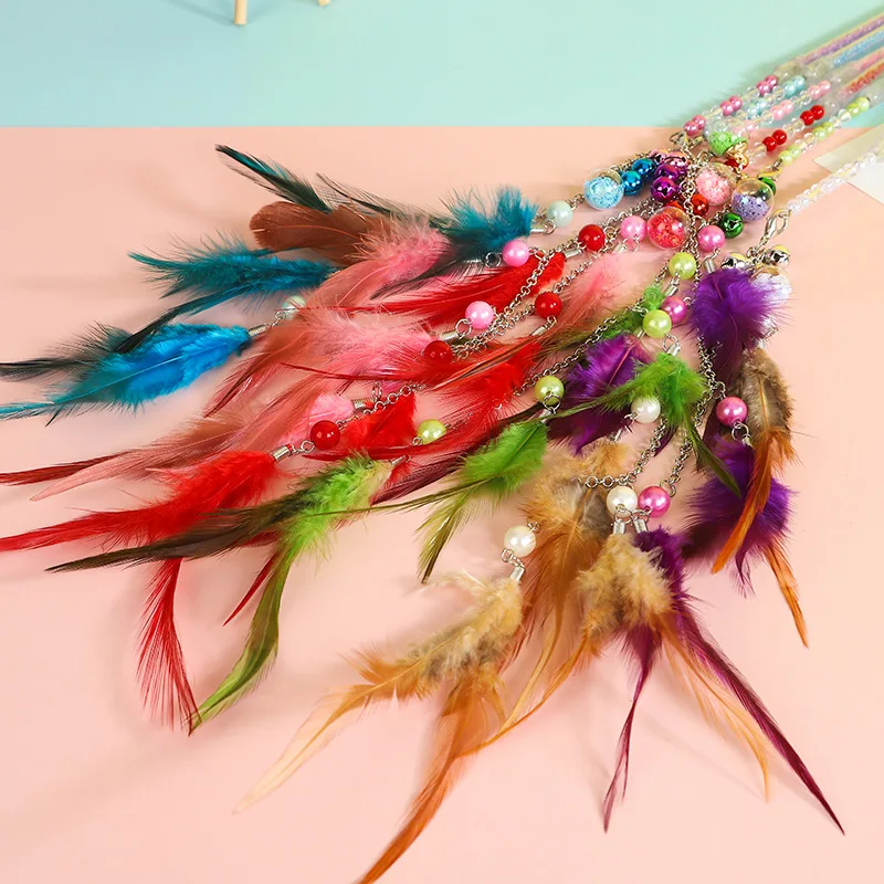 Wholesale Custom Pet Interactive Movement Cat Teaser Toys Pearl Feather Pet Cat Teaser Stick Toys Interactive Pack of 50 - Image 2