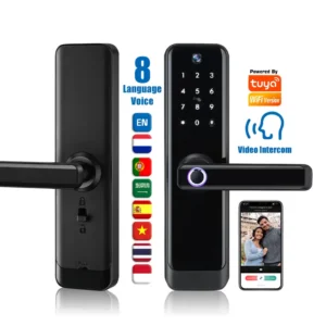 WiFi Video Call Smart Lock Door Handle Tuya App Fingerprint Keyless Entry Cerraduras Inteligentes Con Camara