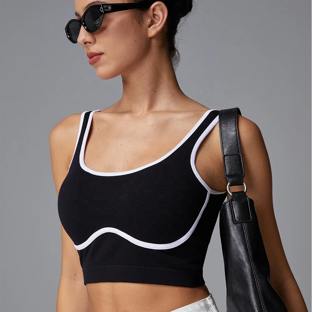 Black Simple Slimming Effect Beautiful Back Design High-Elasticity Sports Underwear Slimming Yoga Bra Pack of 2 - Image 3