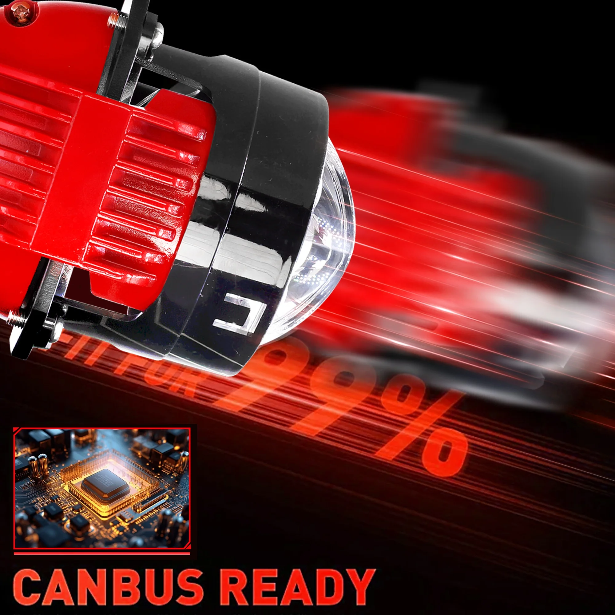 Chenlang Super Brightness 2.5 Inch 110w 30000lm IP68 Bi Led Laser Projector Bulb Refit Big Lens Led Headlight for Car Motorcycle Pack of 2 - Image 4