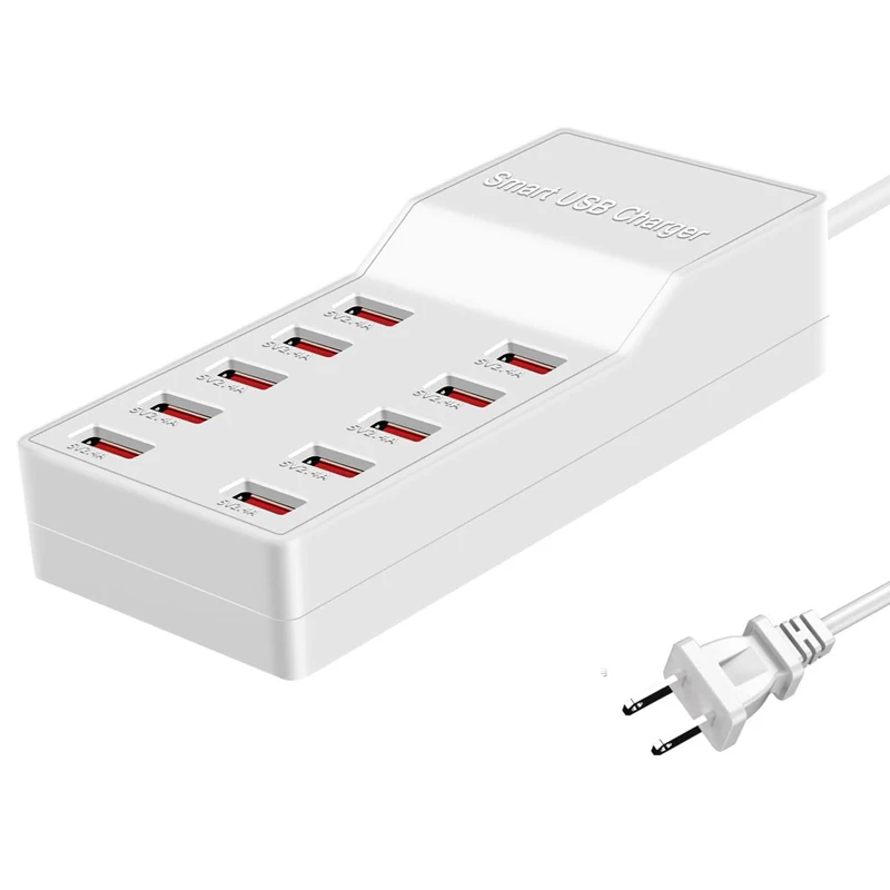10 Port USB Charger Station 50W 10 Port Desktop USB Multi Charger USB Charging Station for Smart Phone