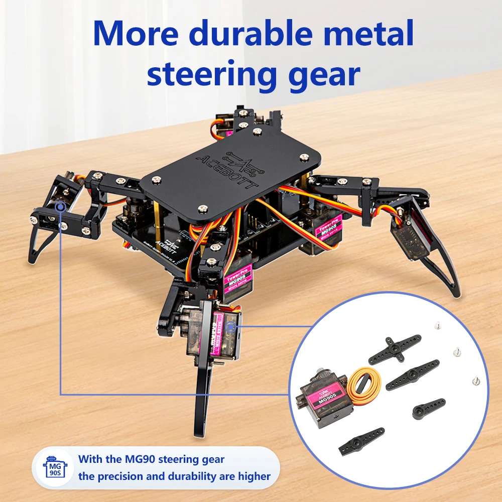 ACEBOTT Bionic Spider Robot Kit Quadruped DIY Maker Education Programming Coding ESP8266 Wifi ESP32 for Arduino Uno R3 Robotics - Image 4