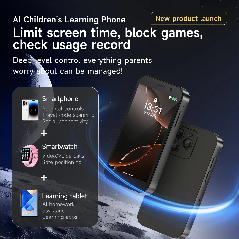 Whosale Mini Children Learning Mobile Phone Dual Sim Slots Dual Cameras 3.4 Inch Puzzle Game GPS H08 New 4G Smart Phone for Kids Pack of 3 - Image 4