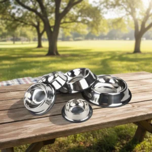 Custom Logo and Pattern Pet Feeding Bowl With Rubber Base Stainless Steel Dog Bowls Non slip Stainless Steel Pet Bowl Pack of 100