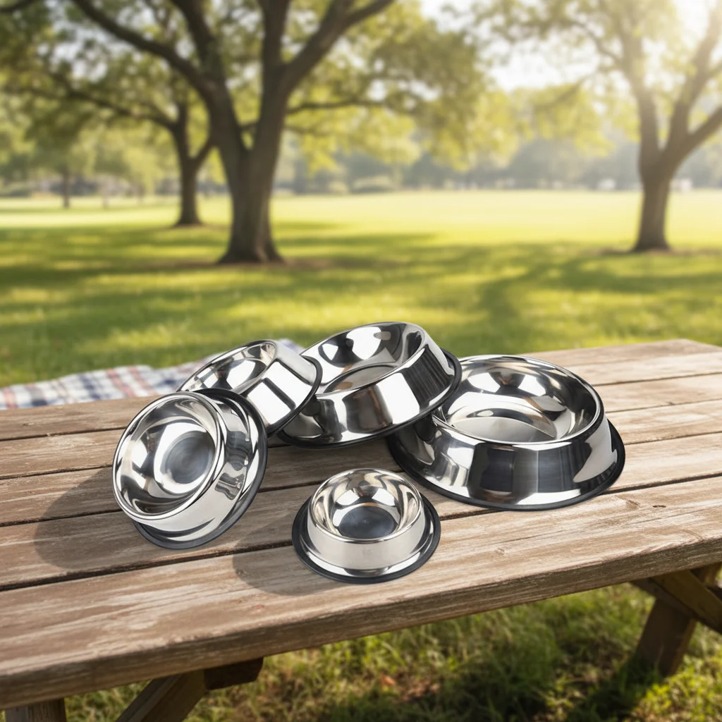 Custom Logo and Pattern Pet Feeding Bowl With Rubber Base Stainless Steel Dog Bowls Non slip Stainless Steel Pet Bowl Pack of 100