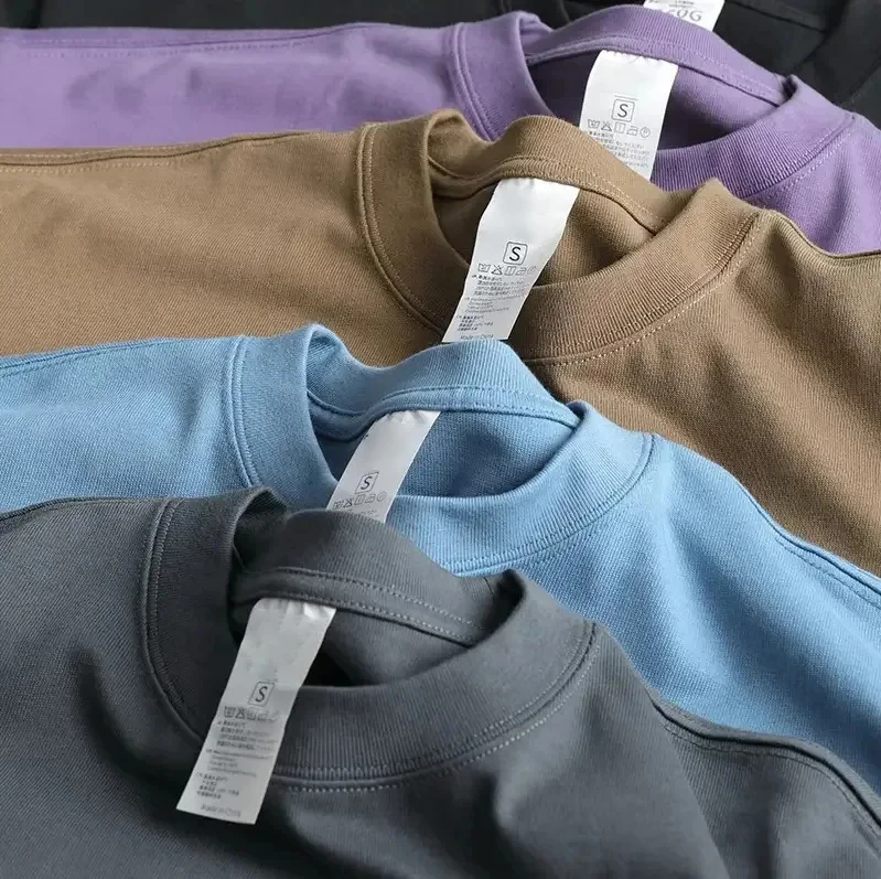 Top Ranking Plain Heavy Cotton Luxury Tshirt Unisex Custom Print logo Mock Neck Blank t Shirt Oversize Men's T-shirt for Men Pack of 2 - Image 2