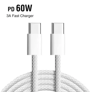 Pd 60W 2M Nylon Braided Fast Charging Usb Type C to C 8 Pin Data Cable Lighting Cable for Iphone 16 Pro Max Pack of 25
