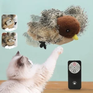 New Rechargeable Modern Luxury Interactive Electronic Cat Bird Toys Polyester Lifelike Flapping Wings Squeaky Chirp Catnip Touch Pack of 2