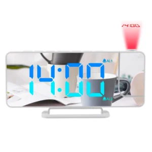 Desktop LED Large Screen RGB Color Display Time with Automatic Photosensitive Mirror Projection Alarm Clock