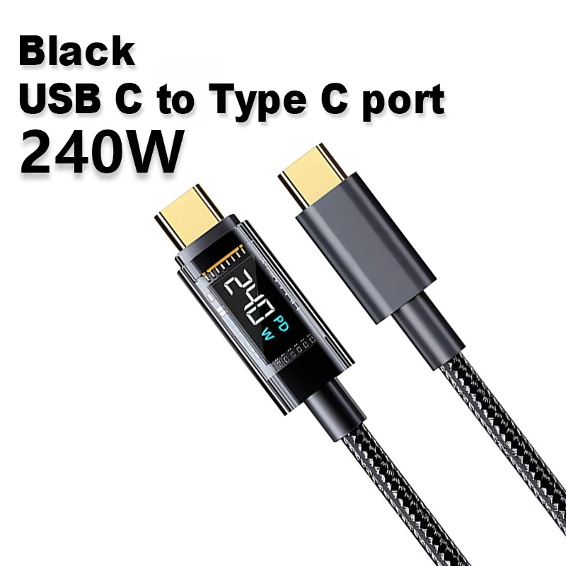 Trending 1M 27W 100W 240W USB C to Type C Braided Data Cable with LED Display PD Fast Charging Phone Cable for iPhone Samsung - Image 3
