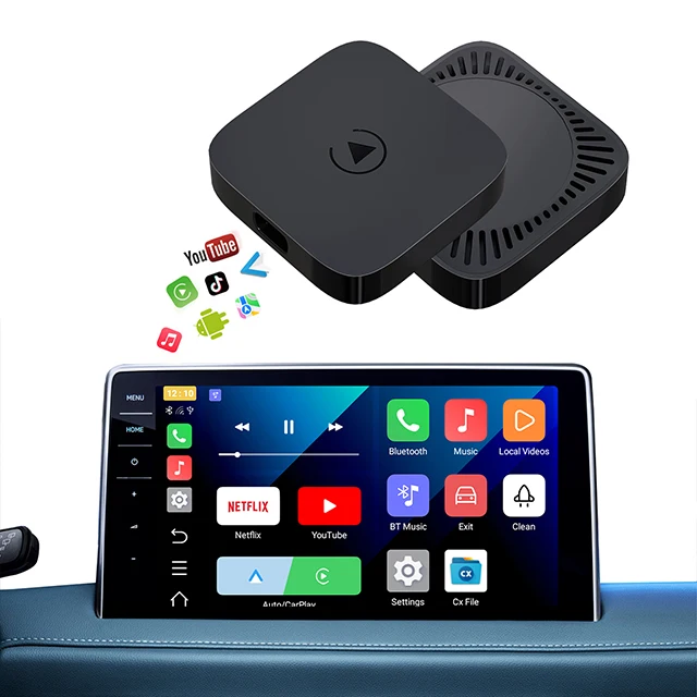 Wireless Apple CarPlay Android Auto AI Box with Android12 2+16GB Smart Youtube Netflix TV Car Play for Factory Wired CarPlay