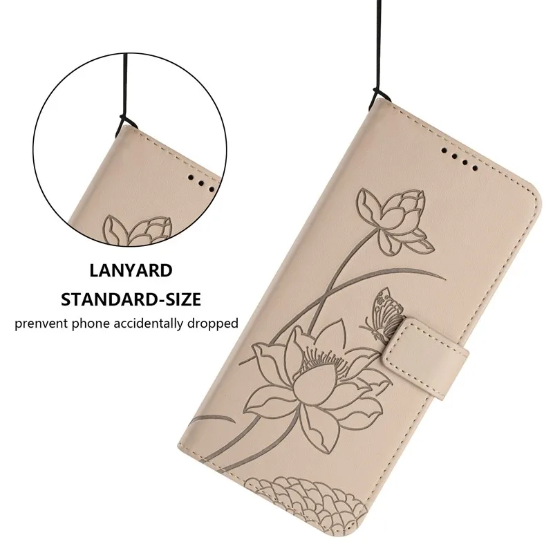 New Lotus Print Pattern Flip Wallet Case PU Case with Lanyard for Tenco Pova Slim 5G/Spark Go 5G (2025)/Pova 7 5G/Pova 7 Pro - Image 3