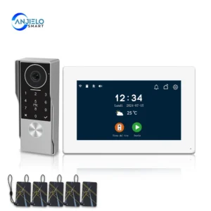 2-Wire WiFi Two-Way Video Intercom with Full Touch Screen Infrared Night Vision Waterproof HD Camera Doorbell for Apartments
