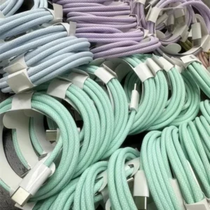 60W PD Cable 1M 3FT Braided USB C Type C 5A Fast Charging Data Cord /16/16 Plus Pro Max Compatible Printers Nylon for iPhone 15 Pack of 100