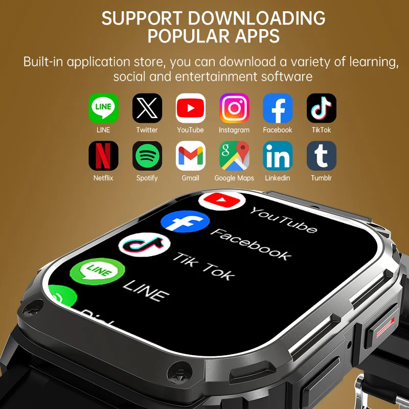 4G LTE Smart Watch Phone with Any APP Download, 2MP Front Camera, NFC, Voice Assistant & 750mAh Long Battery - Image 3