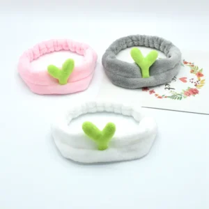 Korean Style Plush Cute Little Douya Women's Hair Straps, Face Wash, Makeup, Exercise Yoga, Cactus Hair Straps Pack of 2