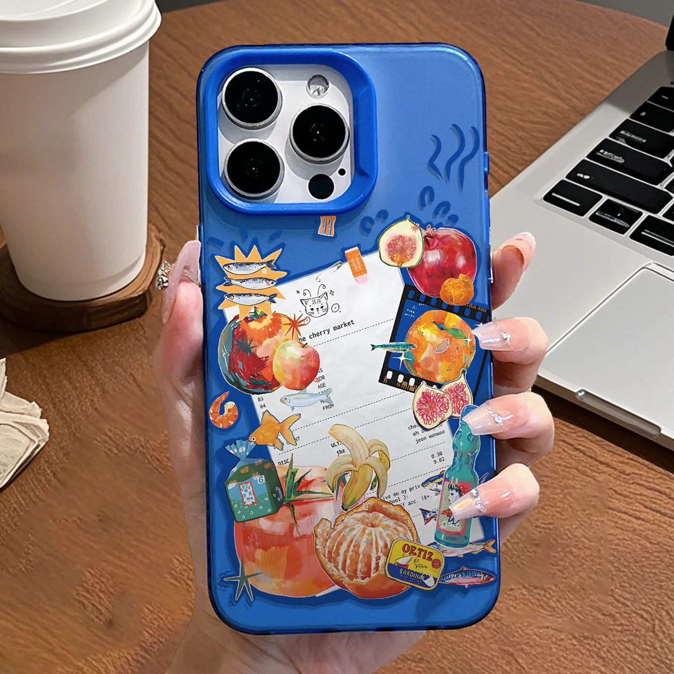 Vibrant Fruit Market Collage Case 15 14 Pro Max, Shockproof Hard Cover with Lens Protection for iPhone 16 - Image 3