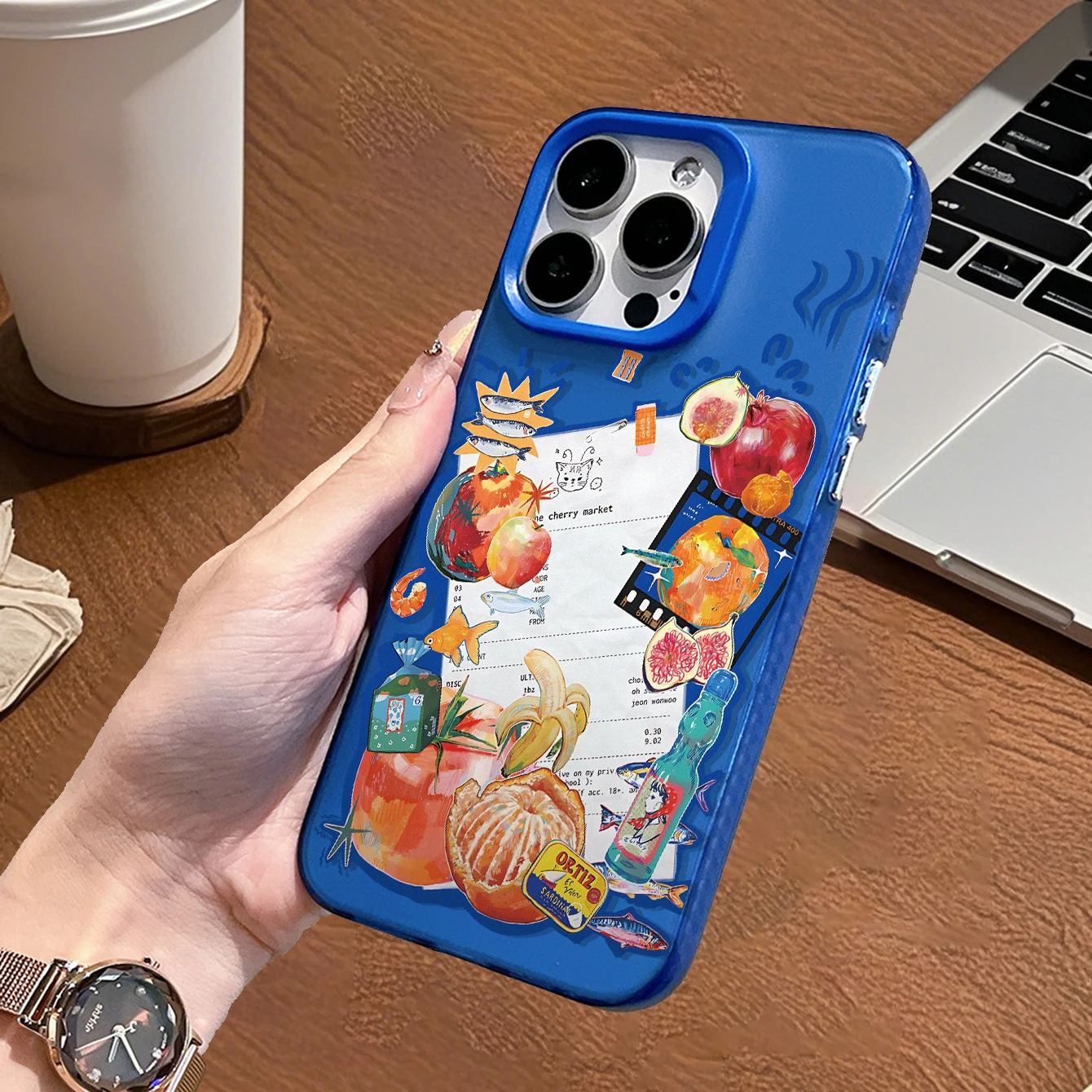 Vibrant Fruit Market Collage Case 15 14 Pro Max, Shockproof Hard Cover with Lens Protection for iPhone 16 - Image 4