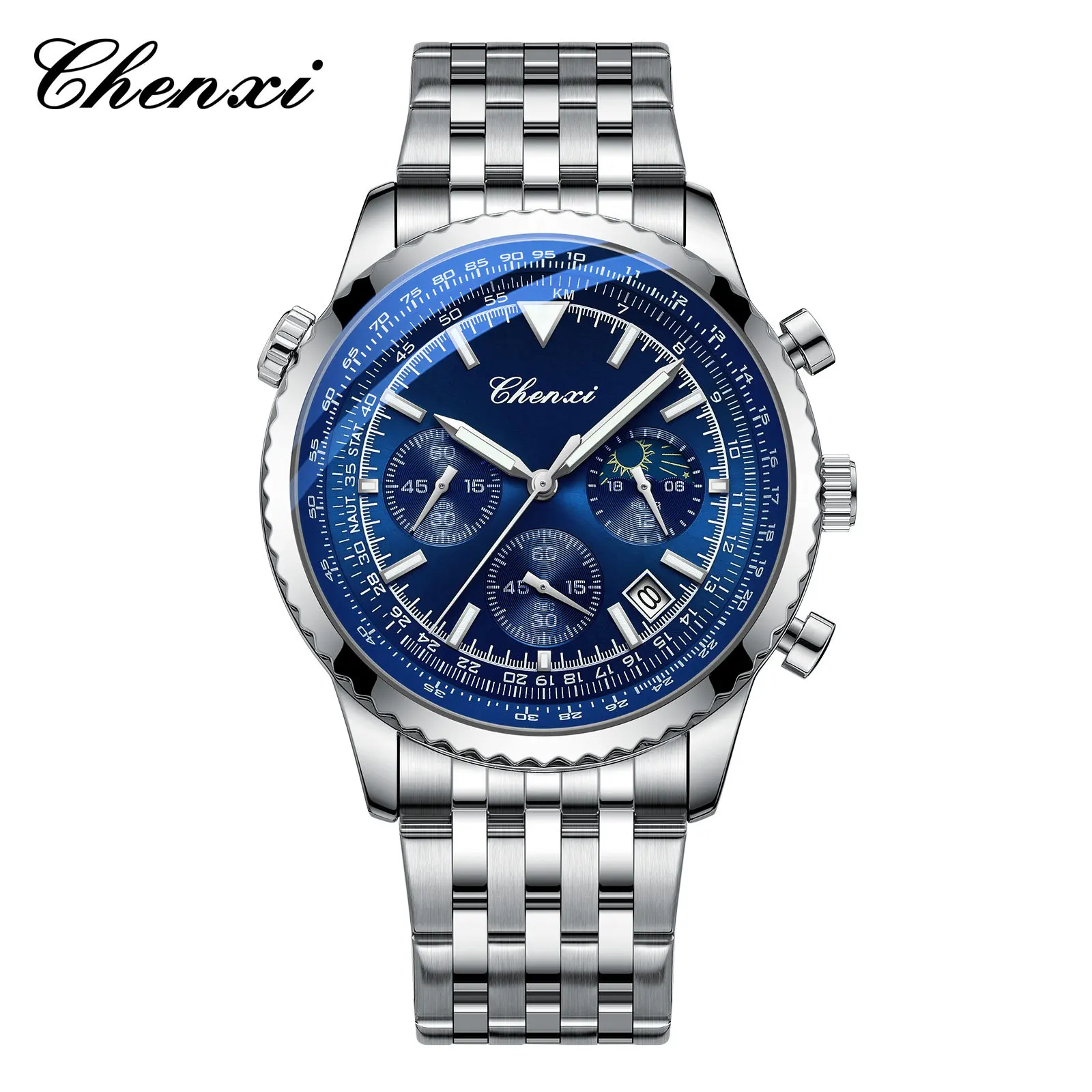 Custom Unique Stainless Steel Bracelet Chrono Men Watch Fashion Casual Calendar Business Quartz Male Watches Luxury Top Brand - Image 2