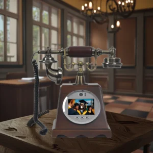 Walnut Vintage ABS Antique Telephone for Home Hotel Parties-Full HD 1080P Video & Audio Guestbook-