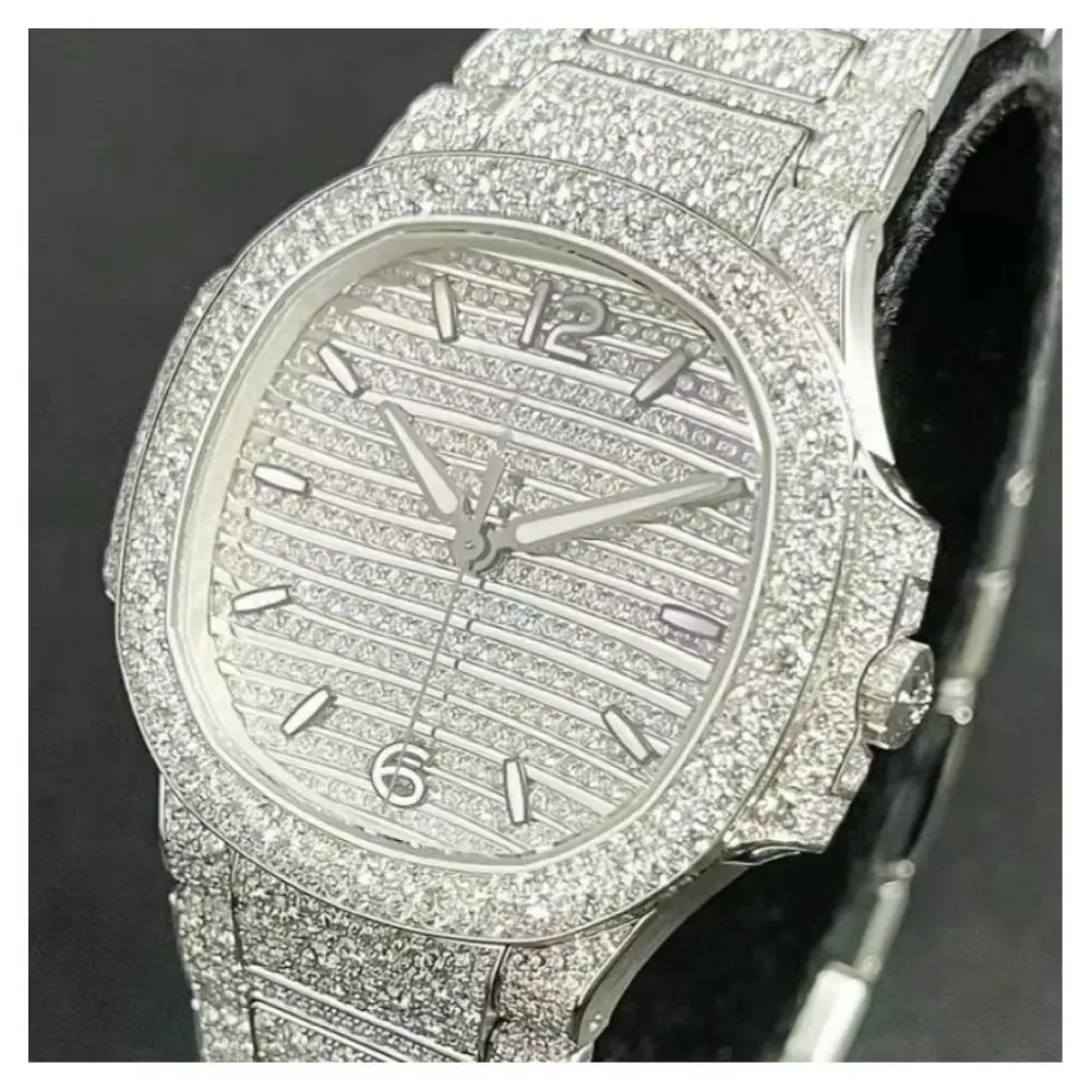 Wholesale Sport Luxury Iced Out Diver Alarm Watch Unisex Hip Hop VVS1 D Colour Moissanite Automatic Mechanical Watch