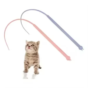 Cat Toys Easy Installation Attractive Rat Tail Rod Pet Toy Silicone Cat Teasing Pole Replaceable Tail Flexible Funny Cat Stick Pack of 10