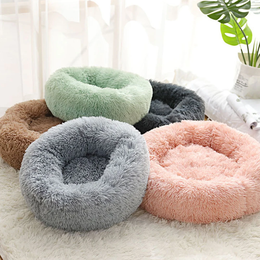 Manufacture Pet Accessories Cat Washable Large Donut Round Plush Sofa Dog Luxury Rest Improved Sleep Faux Fur Dog Bed Pack of 2 - Image 2