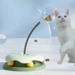 Interactive Cat Puzzle with Slow Feeder Turntable and Leakproof Food Dispenser