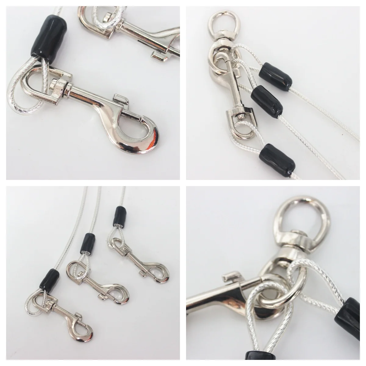 Simple Steel Cable Dog Leash with Plastic Cover Double Dog Tie-Out Swivel Hook for Cats & Dogs Outdoor Use Cable Pack of 10 - Image 2