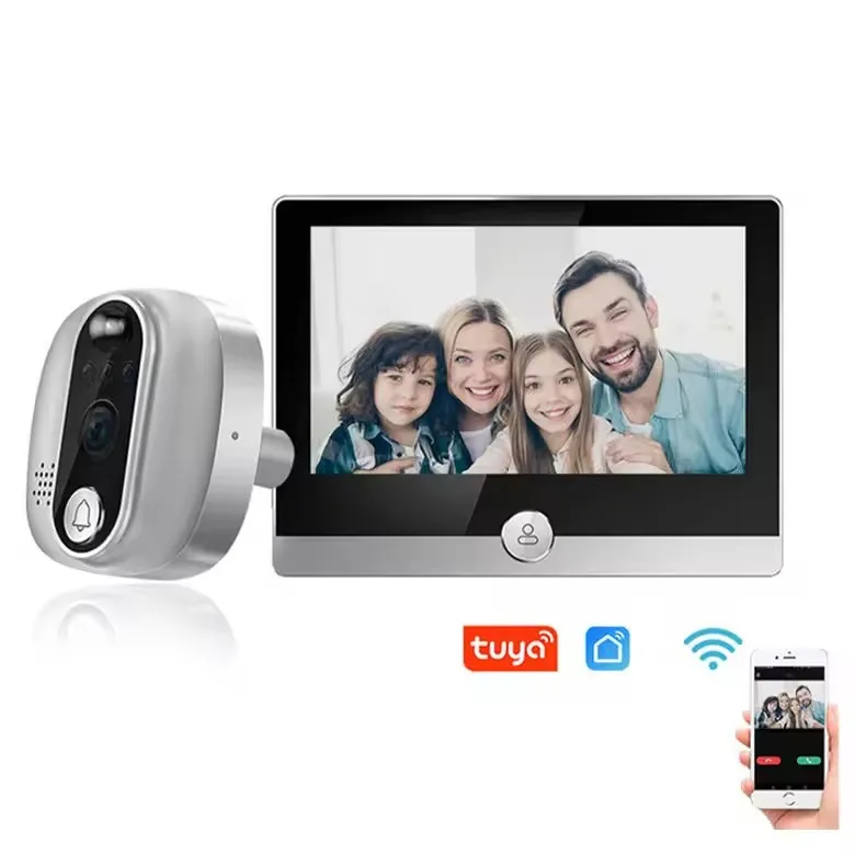 2025 New Tuya 1080P Video Door Phone Intercom System 4.3-Inch HD Two-way Cat-eye Camera Digital WiFi Battery Powered