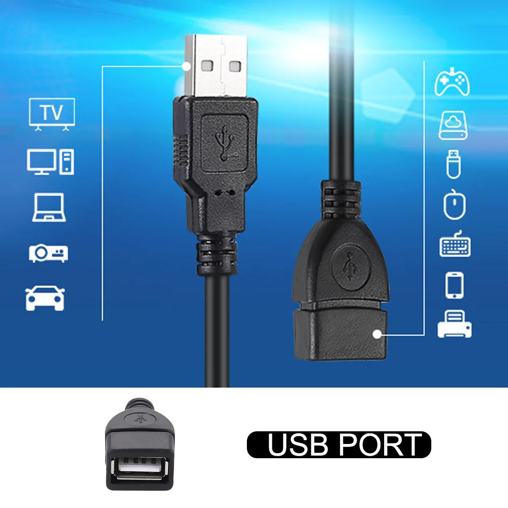 USB to USB Male to Female Extension Cable USB Charging and Data Transfer Adapter USB2.0 Extension Cable Cord - Image 2