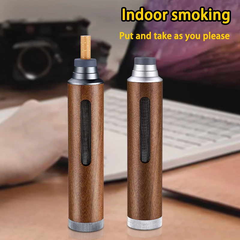 Portable Car Ashtray Mini Car Ashtray Anti Soot-flying Cigarette Cover Anti-ash Luxury Wood Cigarette Holder for Smoking Gift Pack of 50 - Image 2