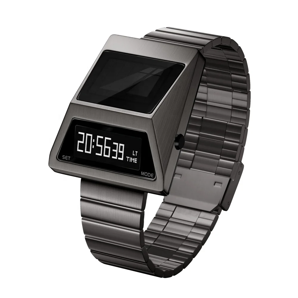 Space Tech Future Style Retro Exclusive Cyber Truck Design Stainless Steel Solar Power Digital Tesla Watch Pack of 100