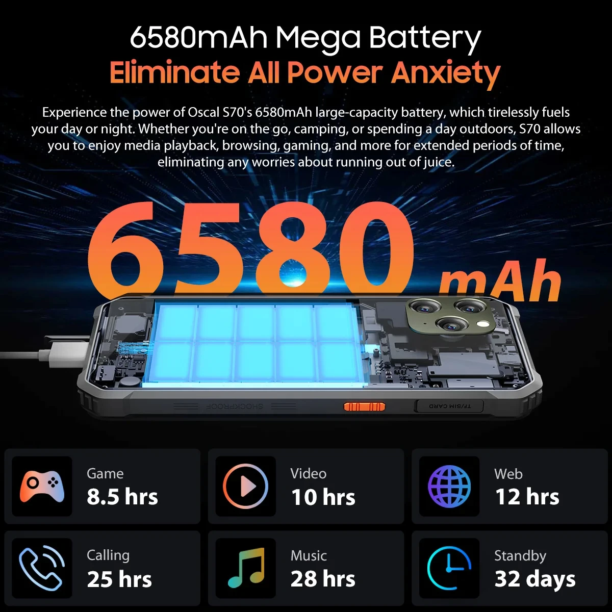 OSCAL S70 Mobile Phones 3g&4g Smartphone 6.1Inch Smart Phone 5g Smartphone Android 12 4GB 32GB Rugged Phone 13MP Cellphone - Image 4