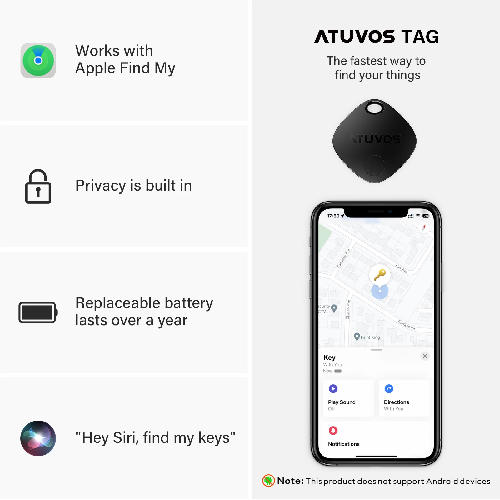 Atuvos Wholesale Price IOS FindMy MFI Certified Anti-Lost Portable Finder Key Wallet Signal Mobile Signal Finder Kids Outdoor - Image 3