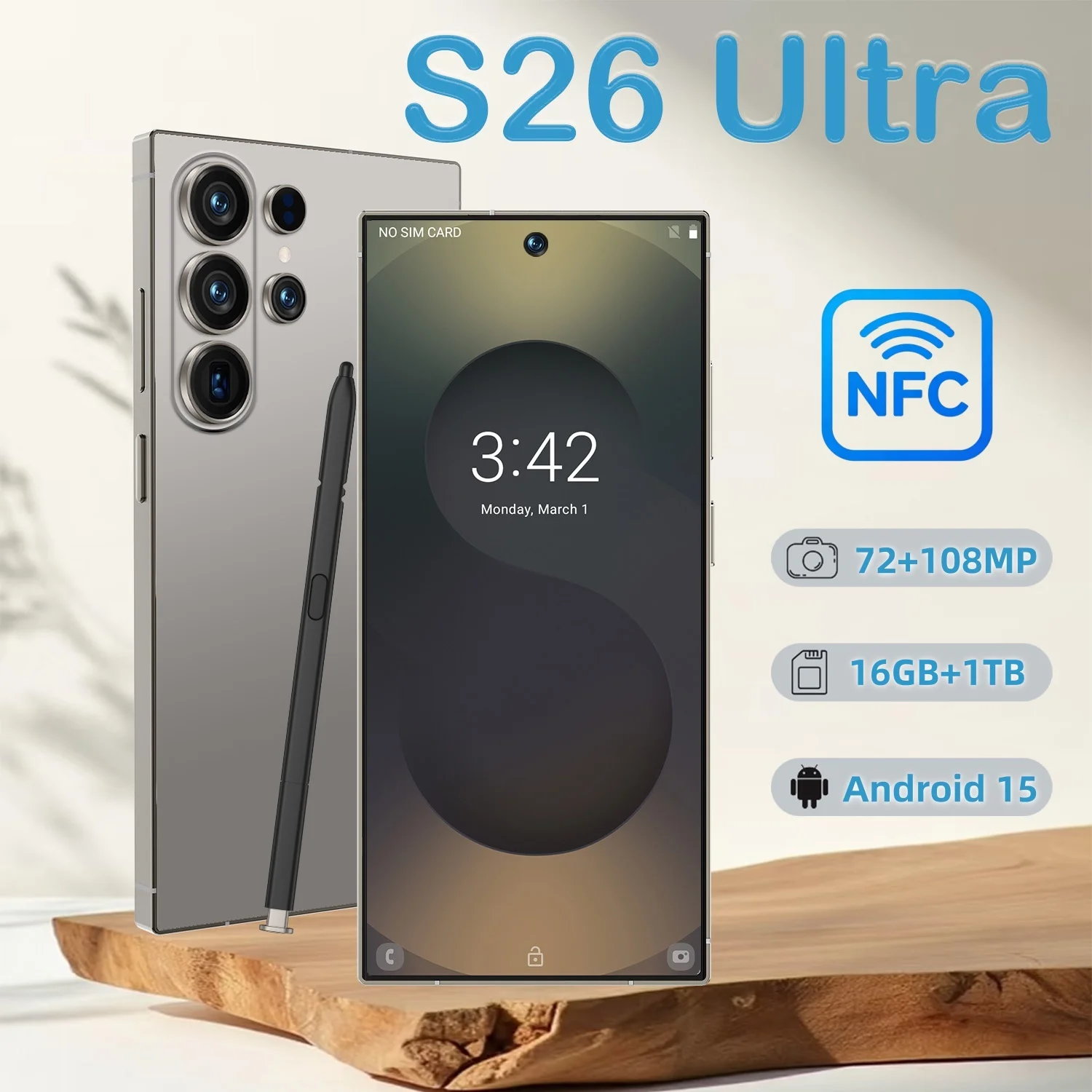 Big Battery New High Quality Mobile Phone S26 ultra 16GB + 1TB 5G NFC Smartphone 7.3inch Screen Mobile Phone - Image 2