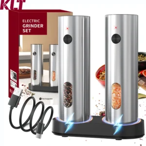 Stainless Steel Salt and Pepper Mills USB Rechargeable Automatic Salt and Pepper Grinder Electric Salt and Pepper Grinder Set Pack of 15