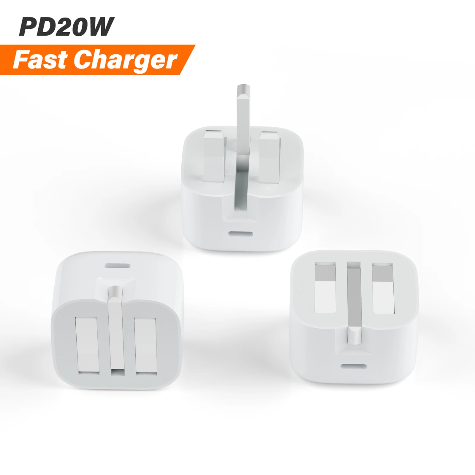 Universal Adapter PD 20W USB C Port Foldable UK Plug Fast Charging Type-C Chargers /15/14/13 for iPhone 16 Pack of 10 - Image 4