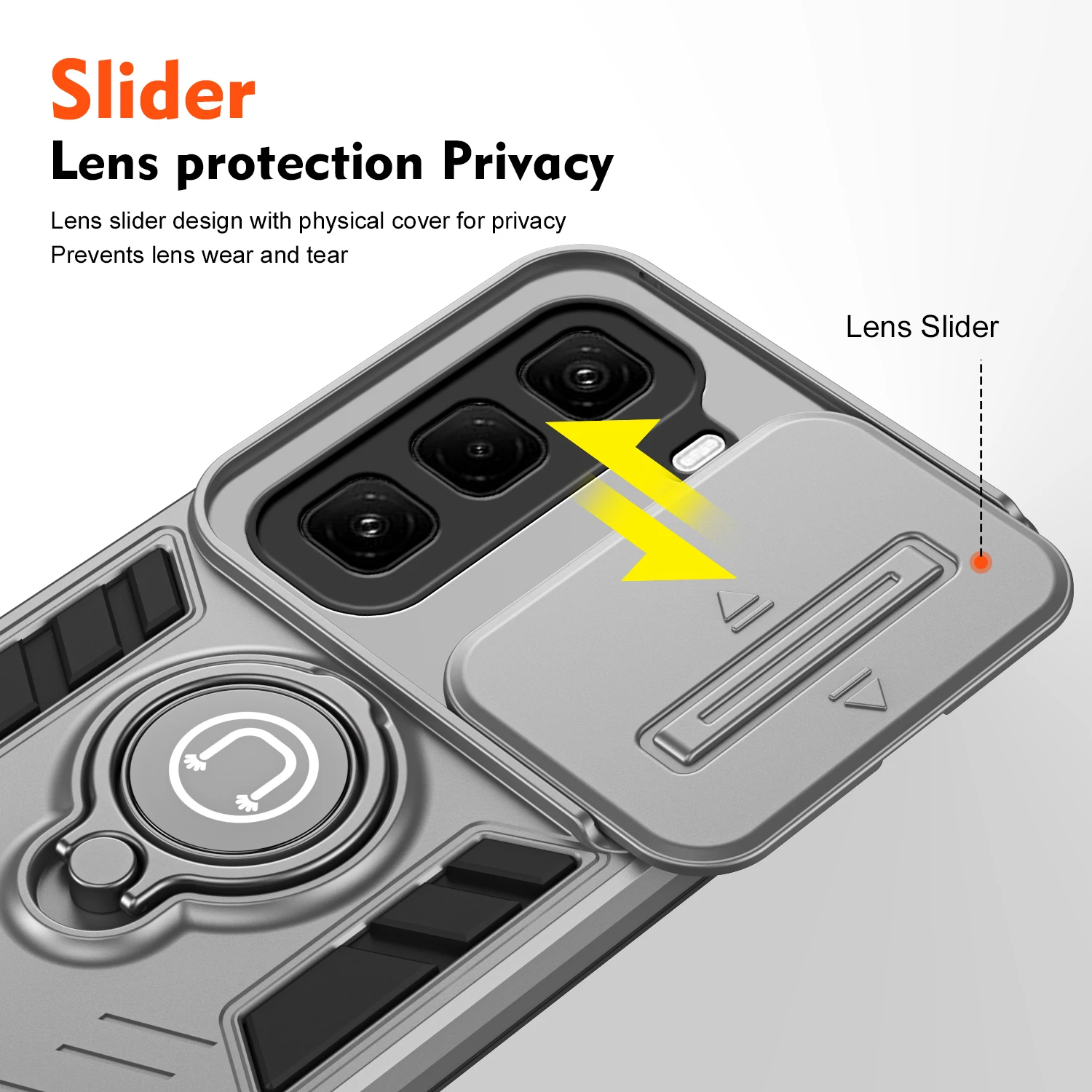 Armor Ring Stand Holder Shockproof Case For Tecno Spark Go Smart 9 Hot 50i 40i Spark 20C Hot 50 Pro Plus Pack of 5 - Image 4