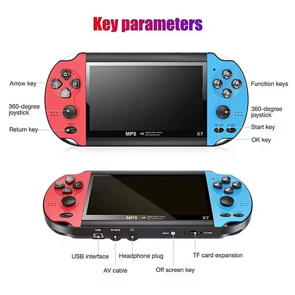Retro X7 Plus Handheld Game Console 10000 Games 4.5inch HD Screen Dual Rocker PSP GBA Video Portable Gifts X7 Game Player 8GB - Image 4