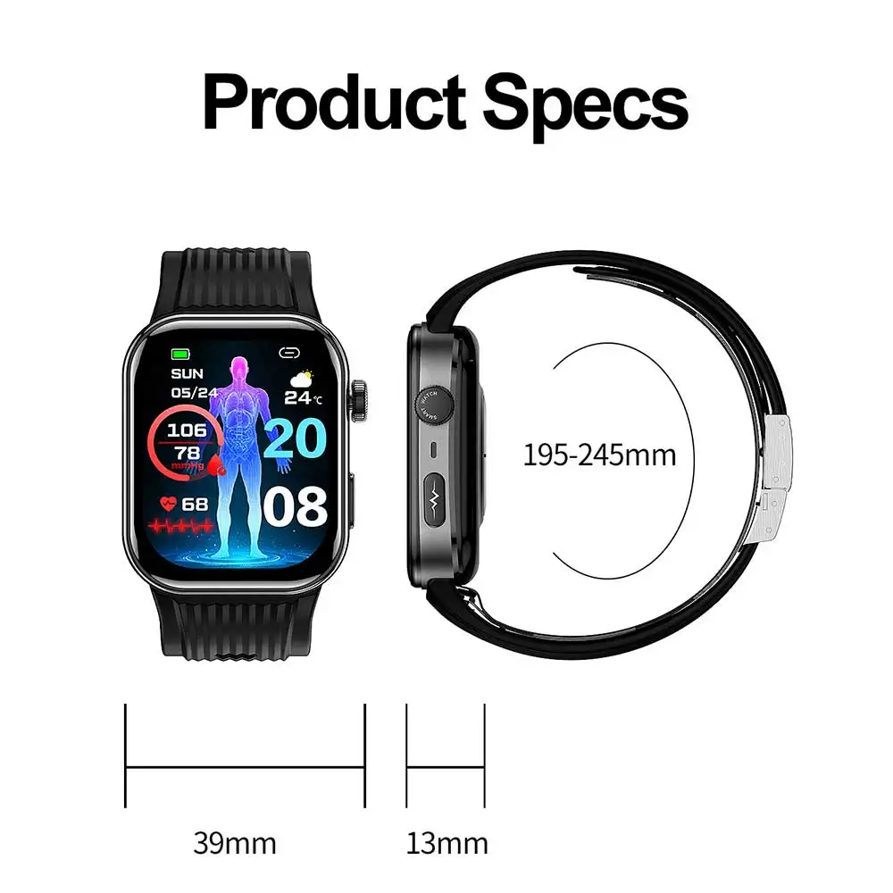 Alibaba Fashionable Waterproof Android IOS Relojes ECG Air Pump Blood Pressure Smart Watch for Men Women Pack of 10 - Image 4